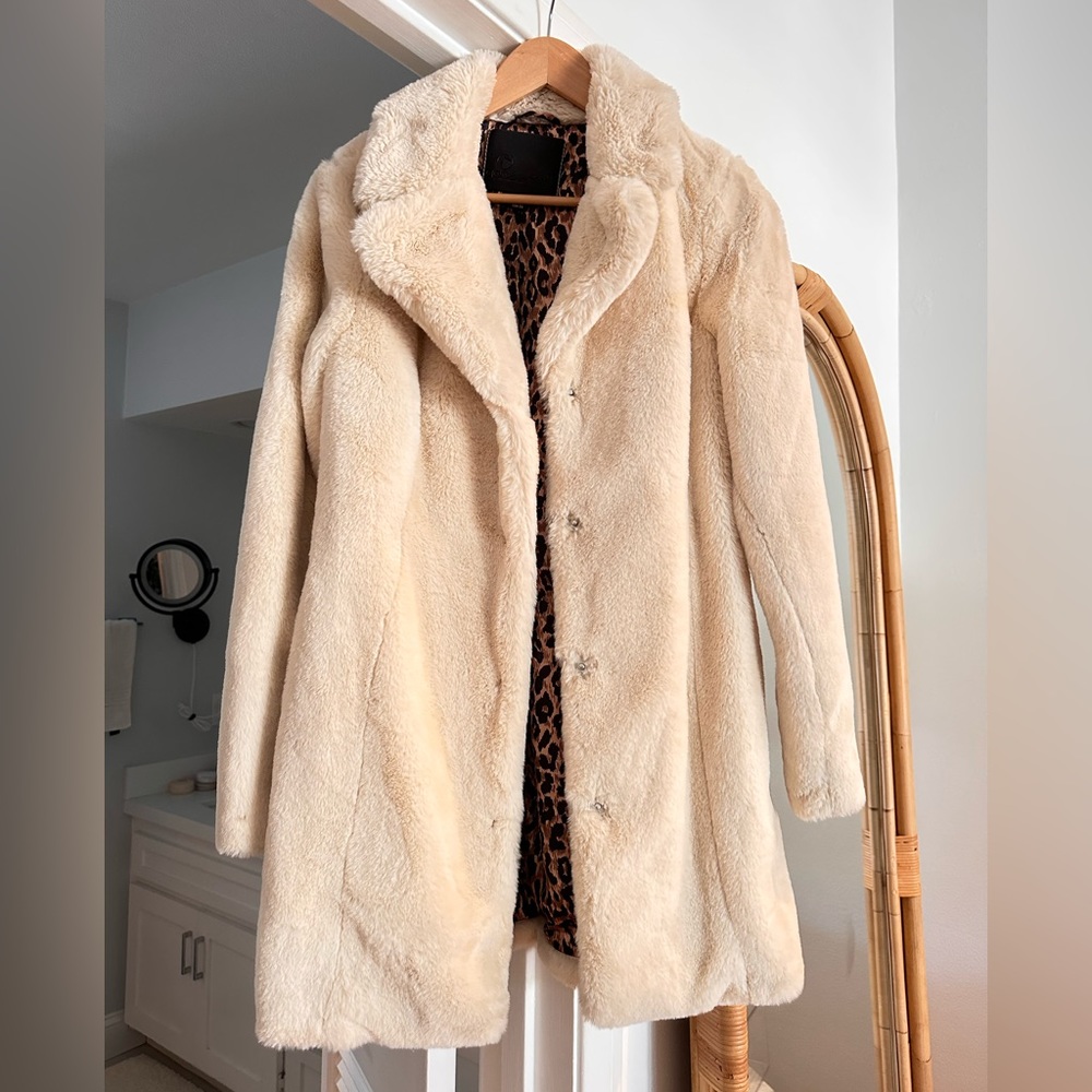 Goosecraft Casablanca Faux Fur Coat Ivory US XS/EUR S